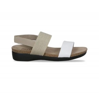 Munro Sandals | WOMEN'S PISCES-White Kid/Natural Fabric Munro Sandals | WOMEN'S PISCES-White Kid/Natural Fabric